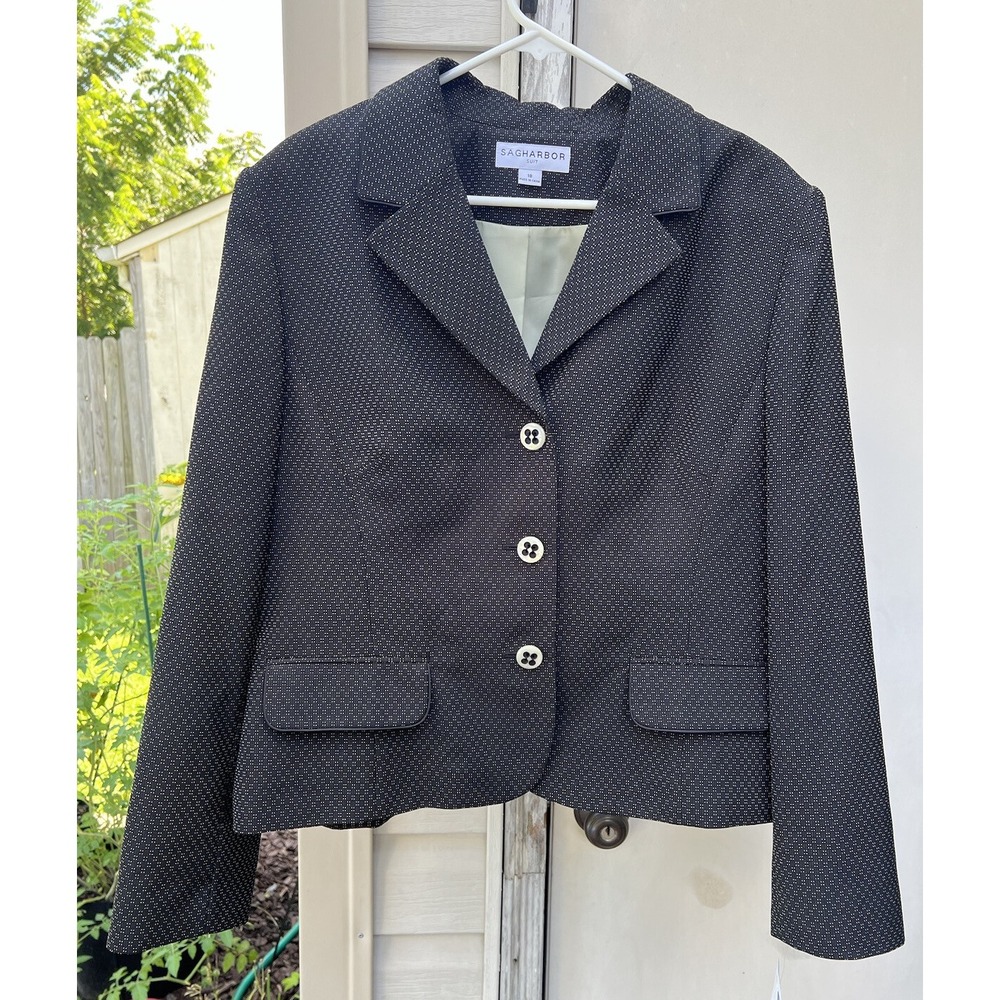 Sag Harbor Black Suit Jacket Professional Work Blazer Lined Sz 18‎ MSRP $180